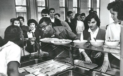 Louis Cousins in his high school cafeteria.