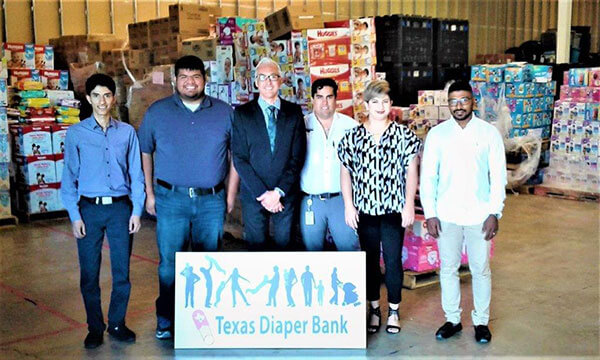 Industrial Engineering graduate student Ali Aljubran at the Texas Diaper Bank.