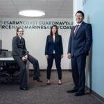 Three law students in the Veterans Center at St. Mary's University.