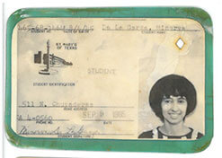 Minerva De La Garza's student ID.