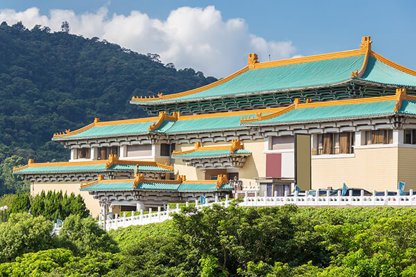 Ornate turquoise and gold rooftops in Taiwan